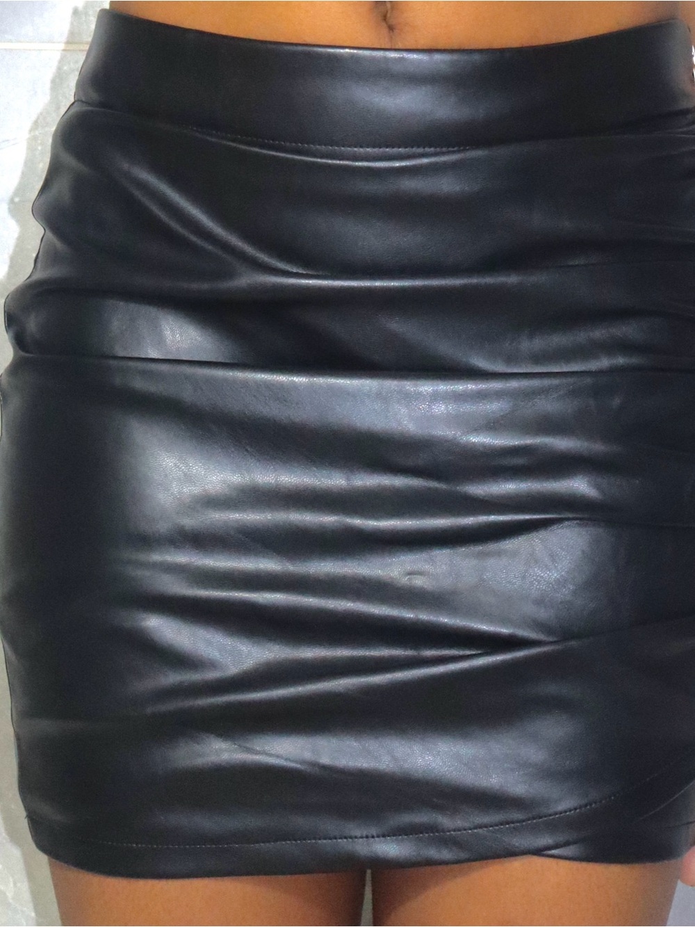 Black Faux Leather Mini Skirt